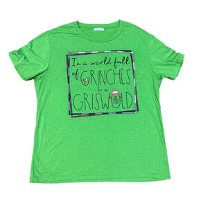 Women's SheShow Green Grinch Griswold Short Sleeve Holiday Christmas Tee XL